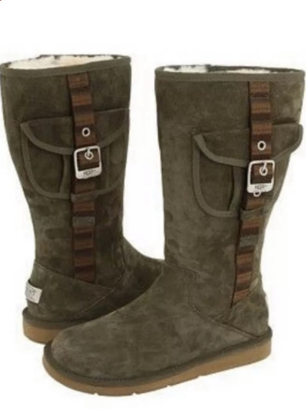 UGG Cargo Boots Woman S-10
Green Suede Multi Col Tab Pocket Like New